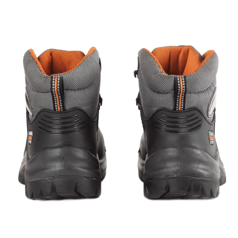 Rear view of a pair of No Risk Blackrock High safety shoes