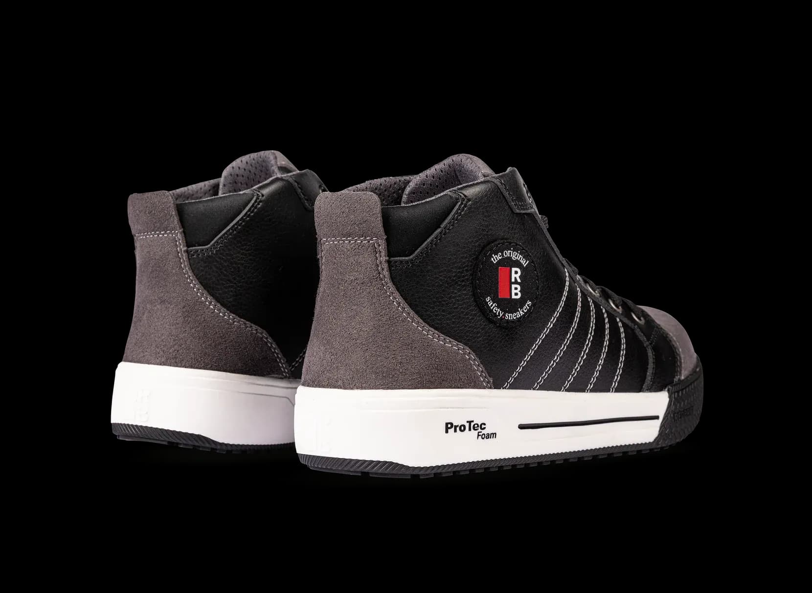 Achteraanzicht van een paar Redbrick Dunk High veiligheidsschoenen