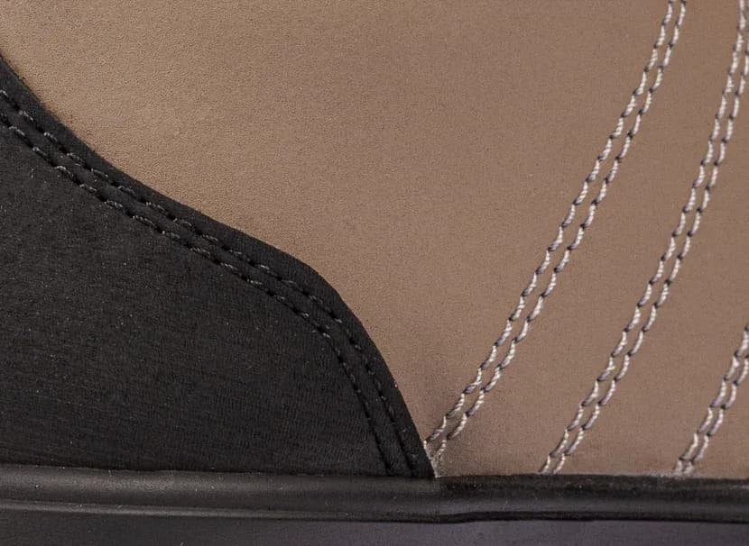 Close up of the stitching of Redbrick Jump Low Work Shoes