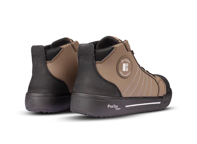 Een paar Redbrick Jumper High veiligheidsschoenen van achter