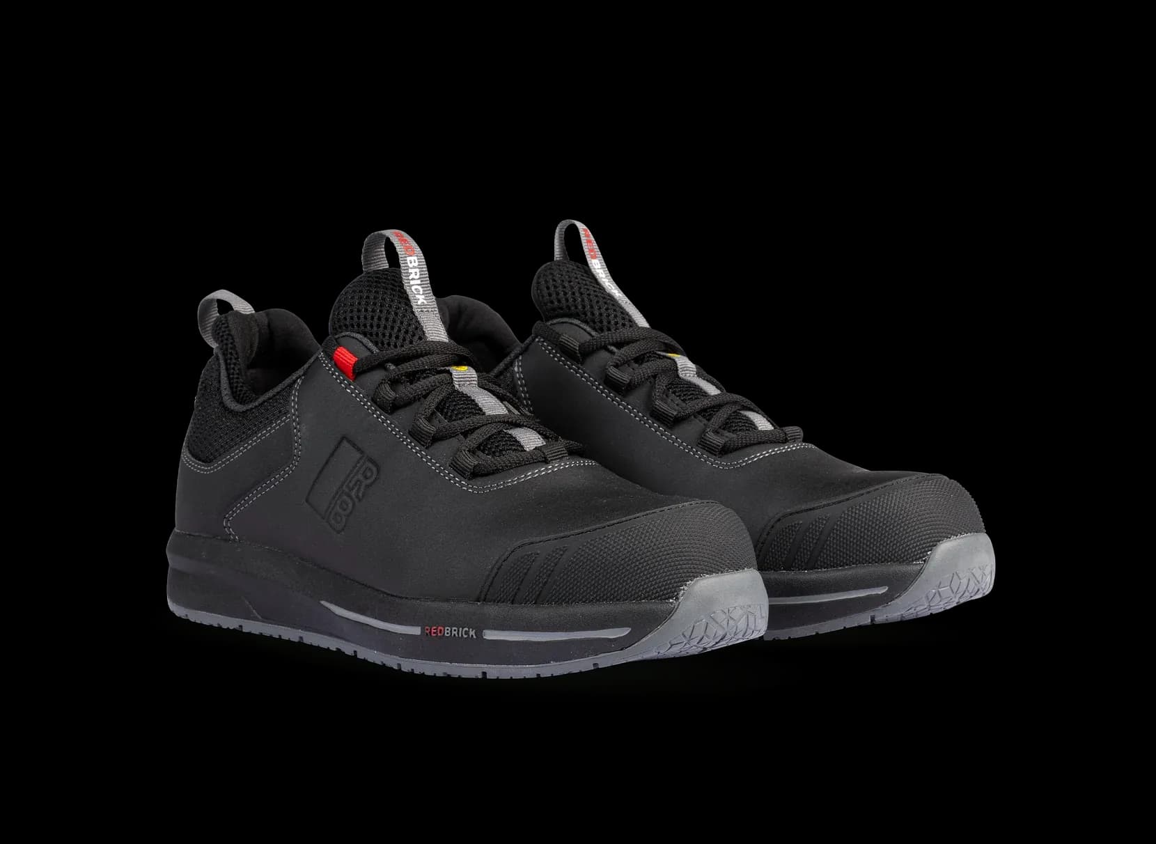 Front view of a pair of Redbrick Motion low safety shoes
