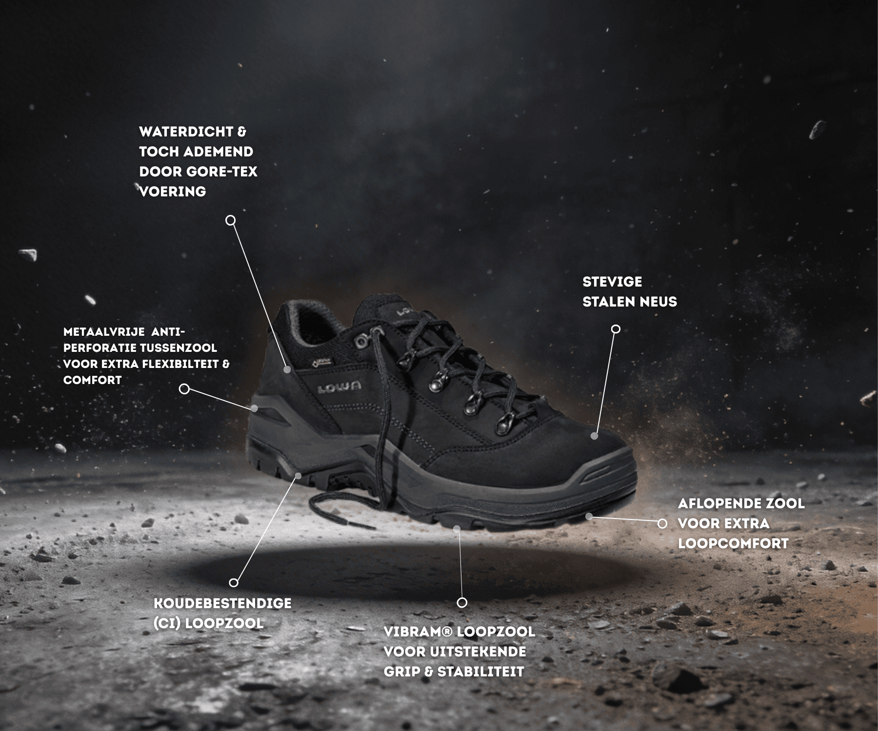 Lowa Renegade Work low black specifications