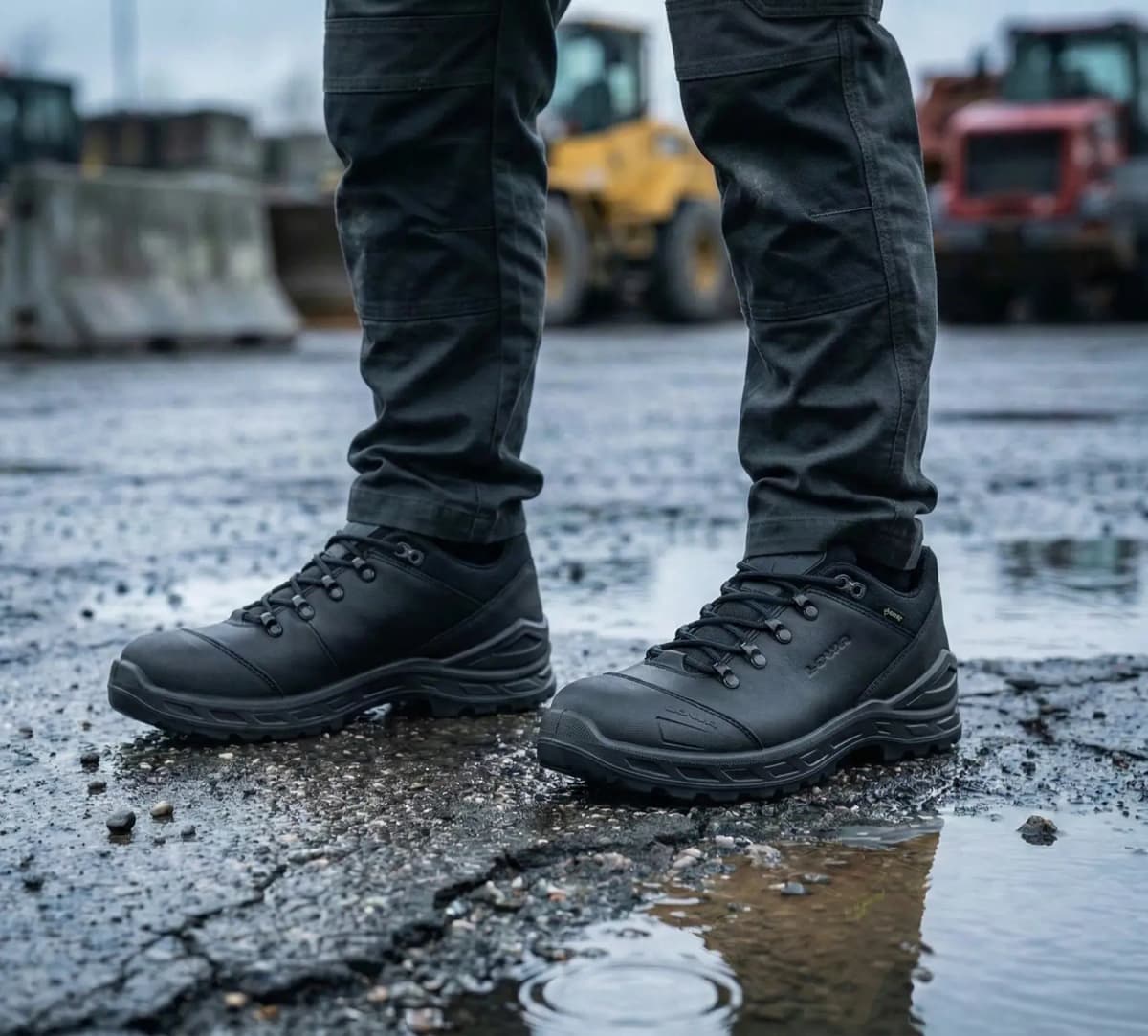 Lowa Leandro Work GTX na mokrej budowie
