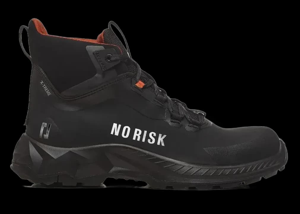 Right side view of No Risk X-treme Black safety shoe