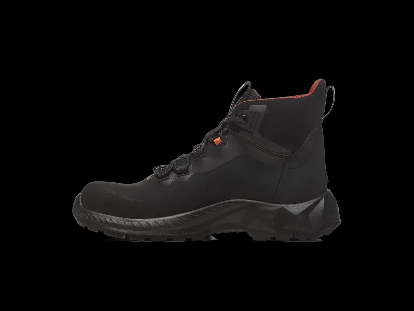 Left side view of No Risk X-treme Black safety shoe