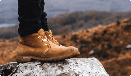 shoe on rock