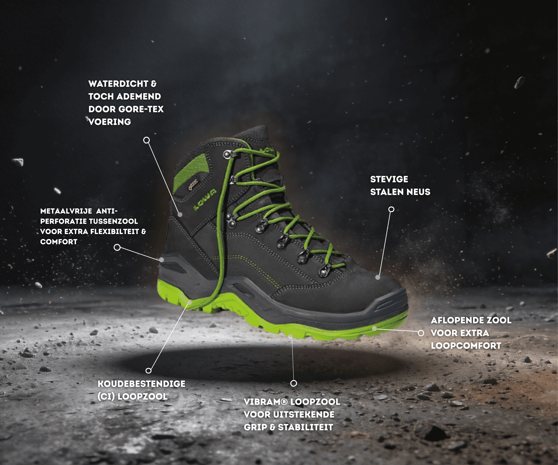 Specifiaties van Lowa Renegade Work Green
