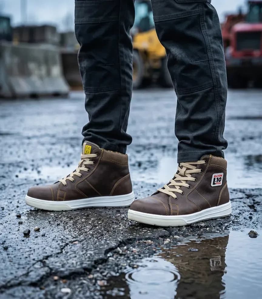 Atmospheric image Elten Emotion on a wet construction site