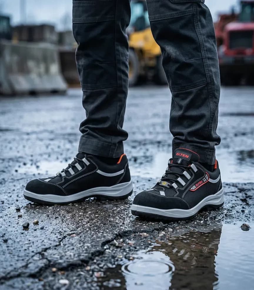 Atmospheric image of Elten Maja S3S Low on a wet construction site