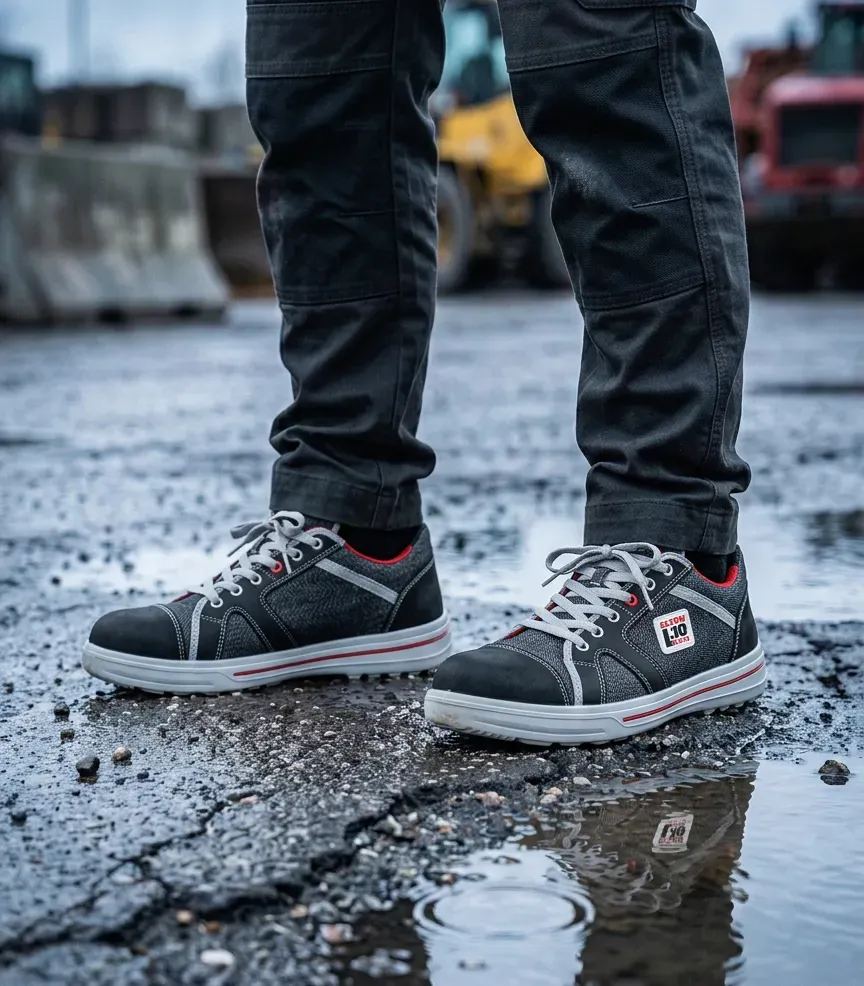 Atmospheric image Elten Sensation up Low on a wet construction site