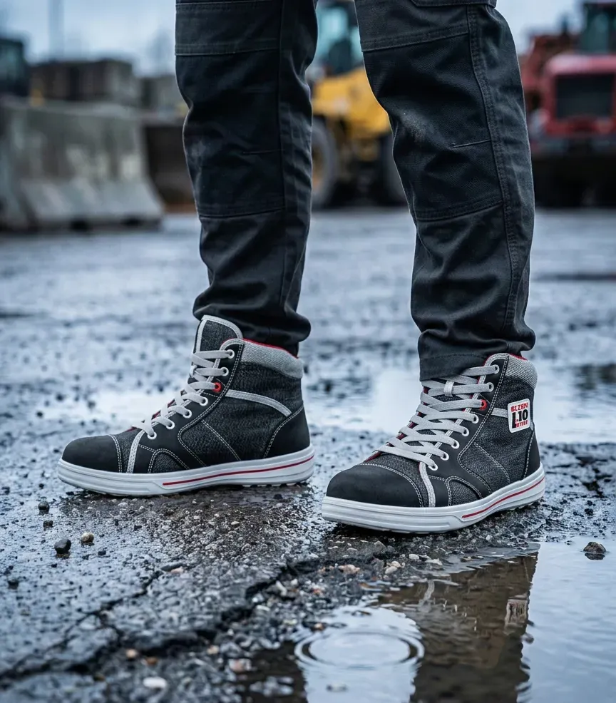 Atmospheric image Elten Sensation up Mid-high on a wet construction site