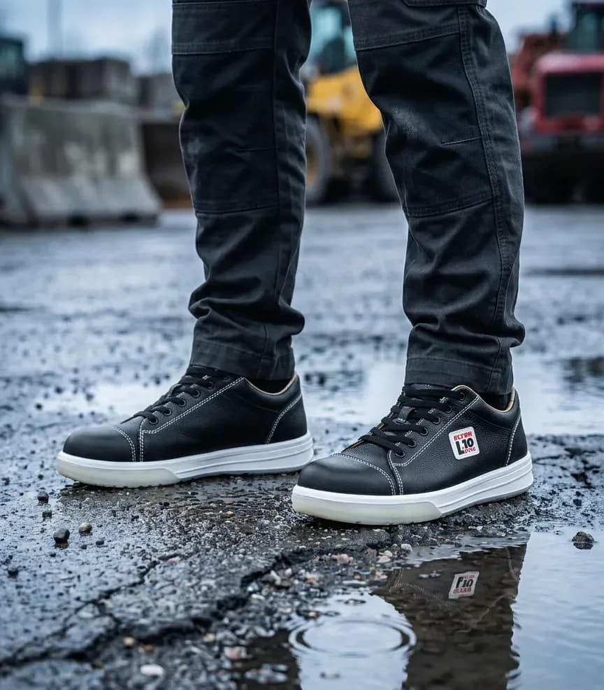 Atmospheric image of Elten Shadow on a wet construction site