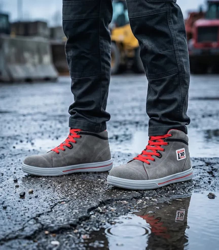 Atmospheric image Elten Vintage Mid-height on a wet construction site