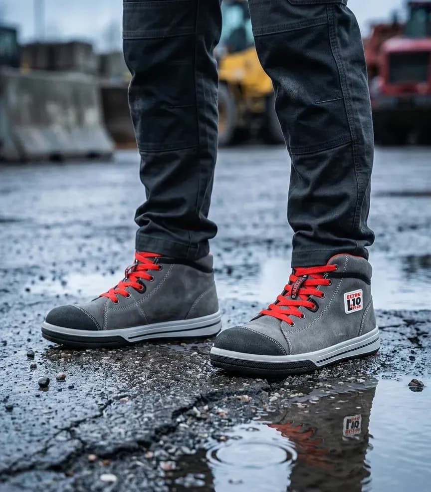 Atmospheric image Elten Vintage pirate Mid-height on a wet construction site