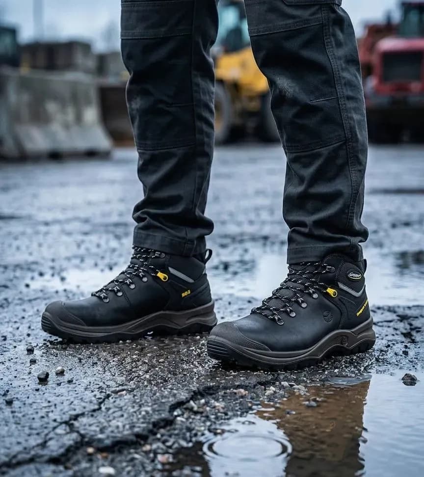 Atmospheric image of Grisport Safety 903L (803L) on a wet construction site