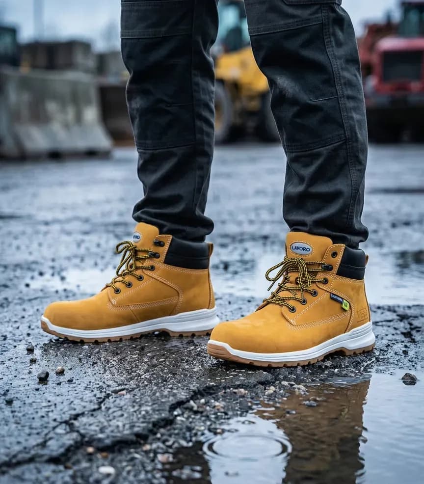 Obrazek atmosferyczny Lavoro Jutta E16 Honey na mokrym placu budowy