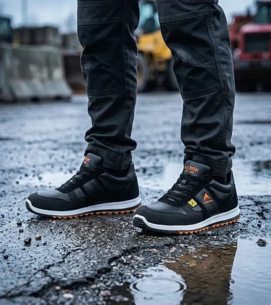 Stimmungsbild No Risk Rider Niedrig auf nassem Bauplatz