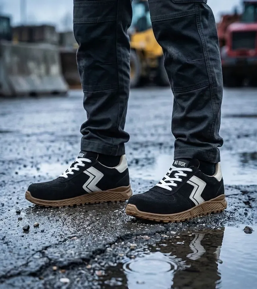 Sfeerafbeelding No Risk SNKR Street Black op natte bouwplaats