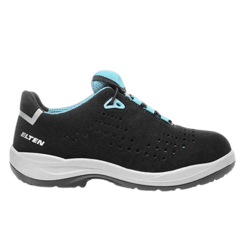 Left view of ELTEN safety shoe low for women IMPULSE Lady aqua Low ESD S1PS