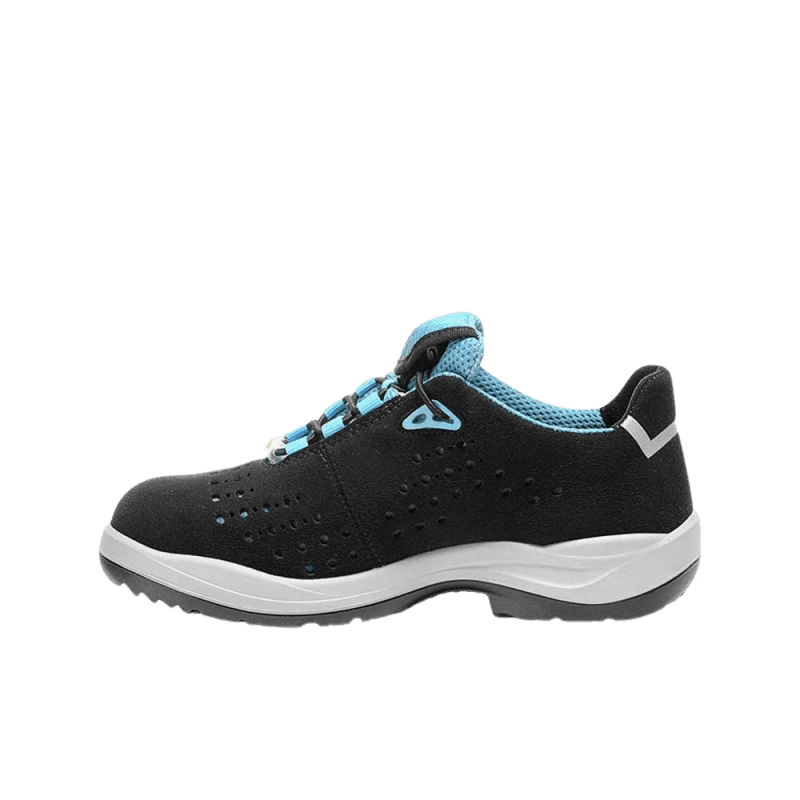 Left side view of ELTEN safety shoe low for women IMPULSE Lady aqua Low ESD S1PS