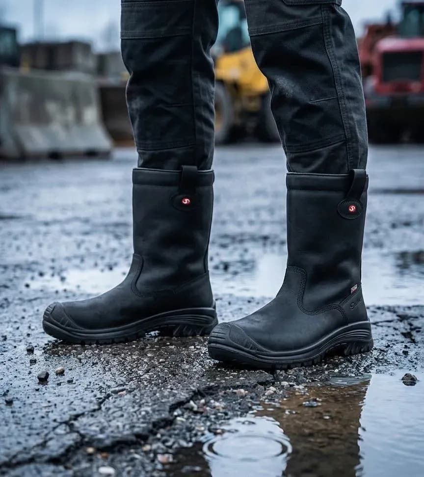 Sfeerafbeelding Sixton Montana Hdry Airplus 3D Zwart op natte bouwplaats