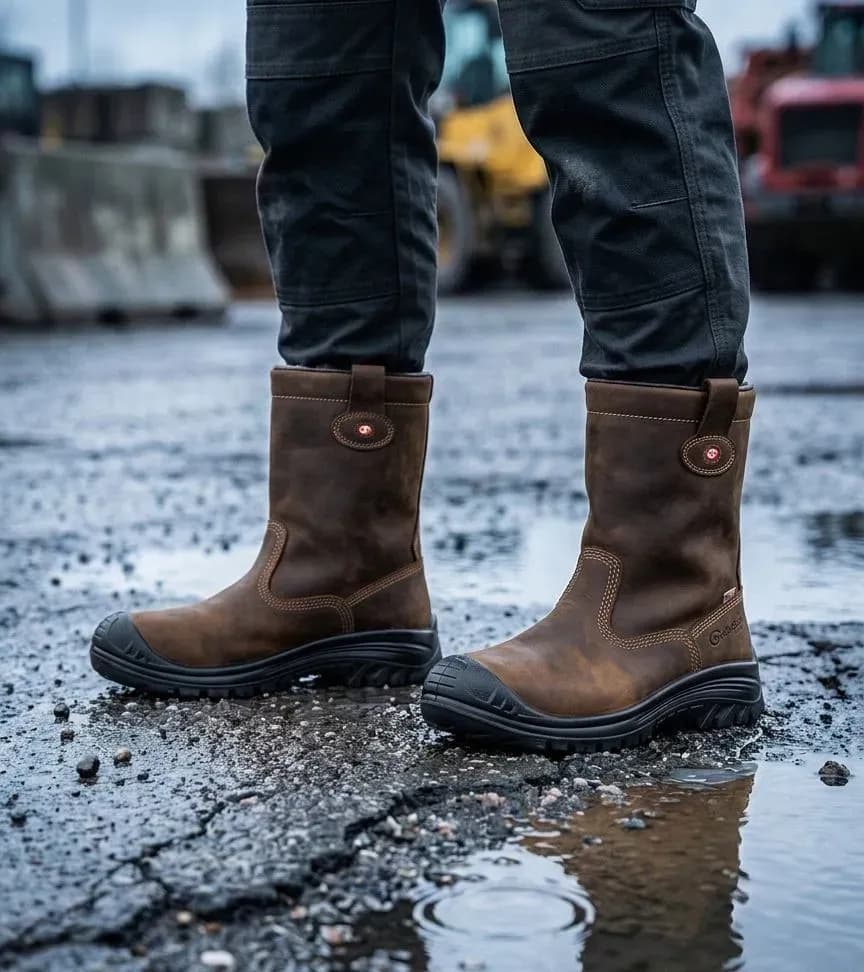 Sfeerafbeelding Sixton Montana 22L HDry Airplus 3D Bruin op natte bouwplaats