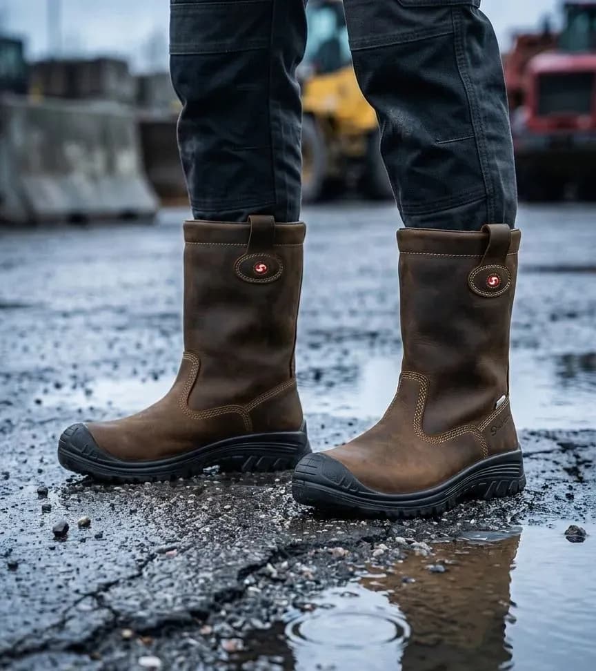 Sfeerafbeelding Sixton Montana 22L HDry Airplus 3D Bruin op natte bouwplaats